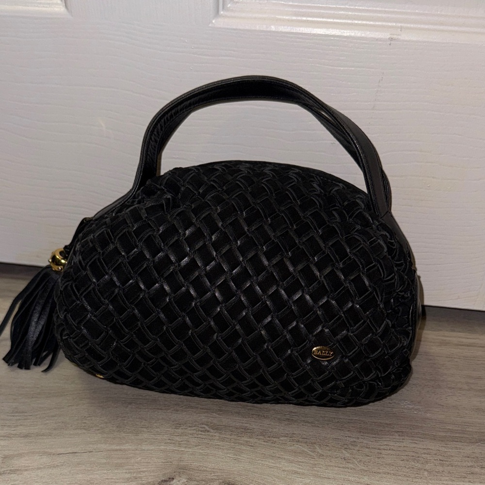 Bally Suede and Leather Woven Handbag Made in Italy